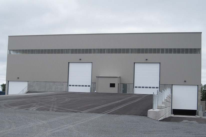 Truck delivery doors at Beckwith Solid Waste Transfer Station and Processing Facility