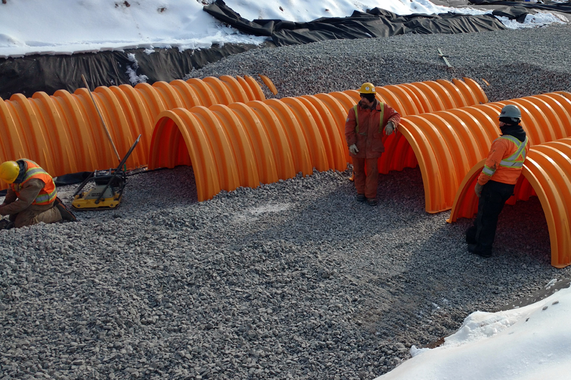 Photos of construction of Brantford Administration Building and Vehicle Storage Garage