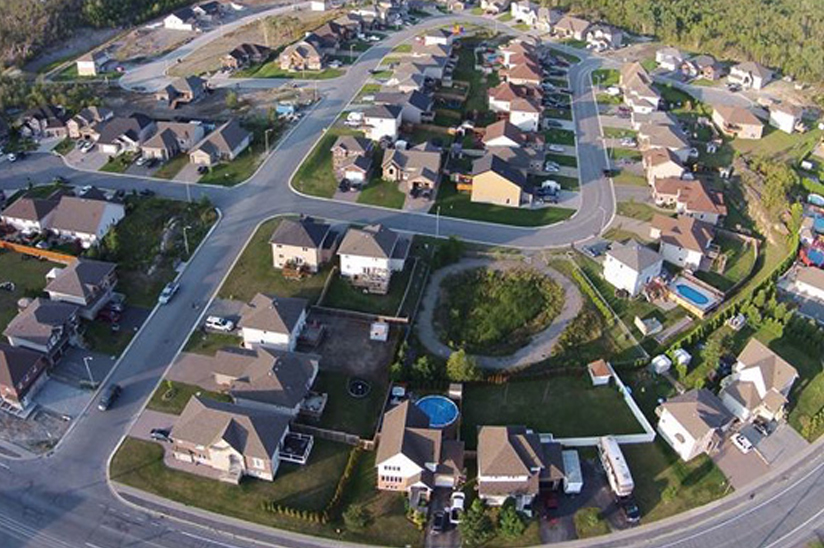 Aerial view of Hazelton subdivision