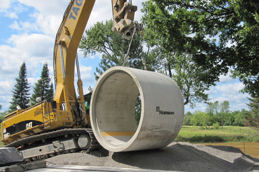 Photo of road construction and sewer outlet