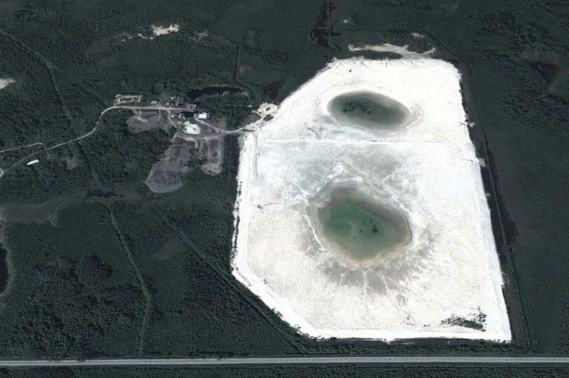 Aerial photo of Ross Mine tailings