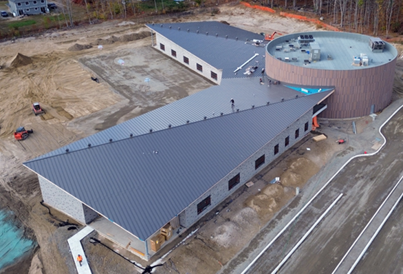 Aerial view of construction of Biidaaban Kinoomaagegamik school